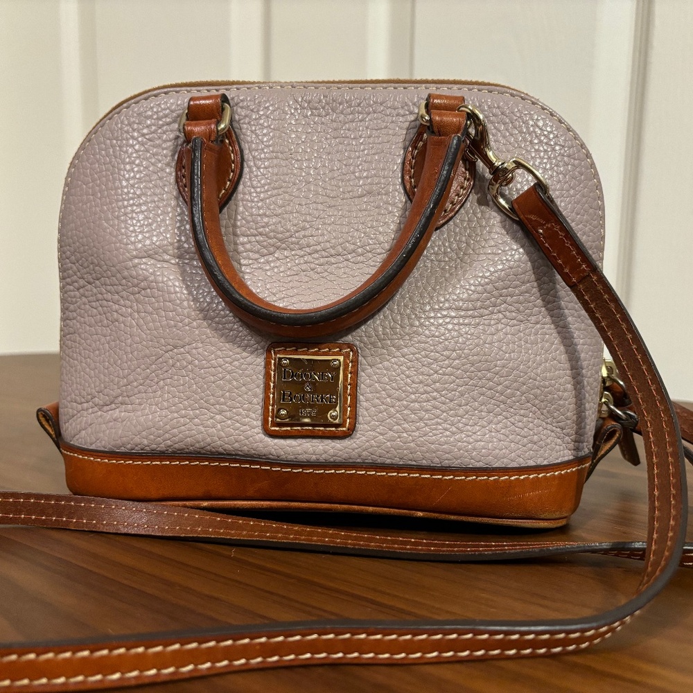 Dooney & Bourke Pebble Grain Bitsy Domed Satchel Crossbody Purple Lavender